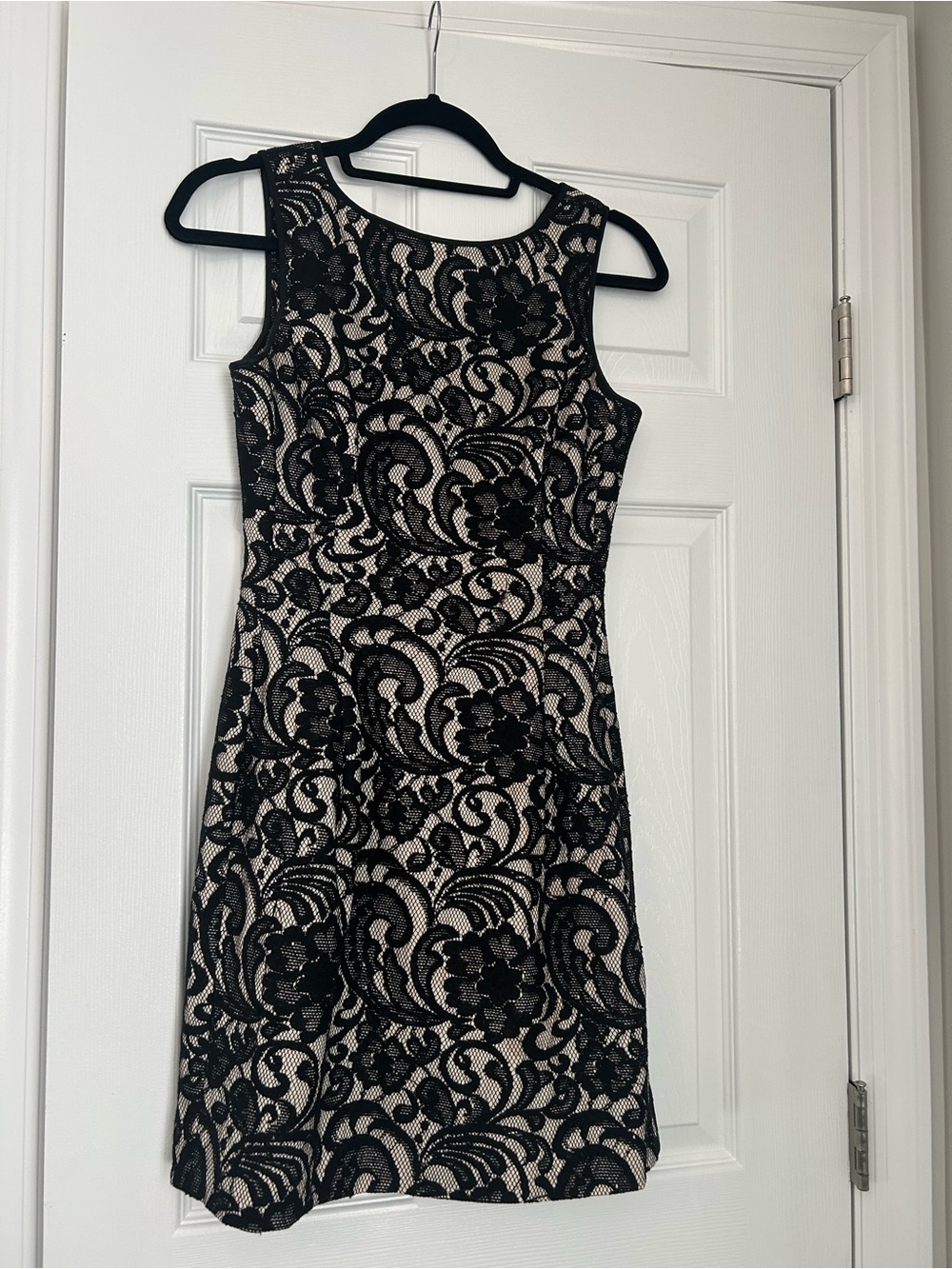 Aqua Brand Black Lace Midi Dress with Nude Lining